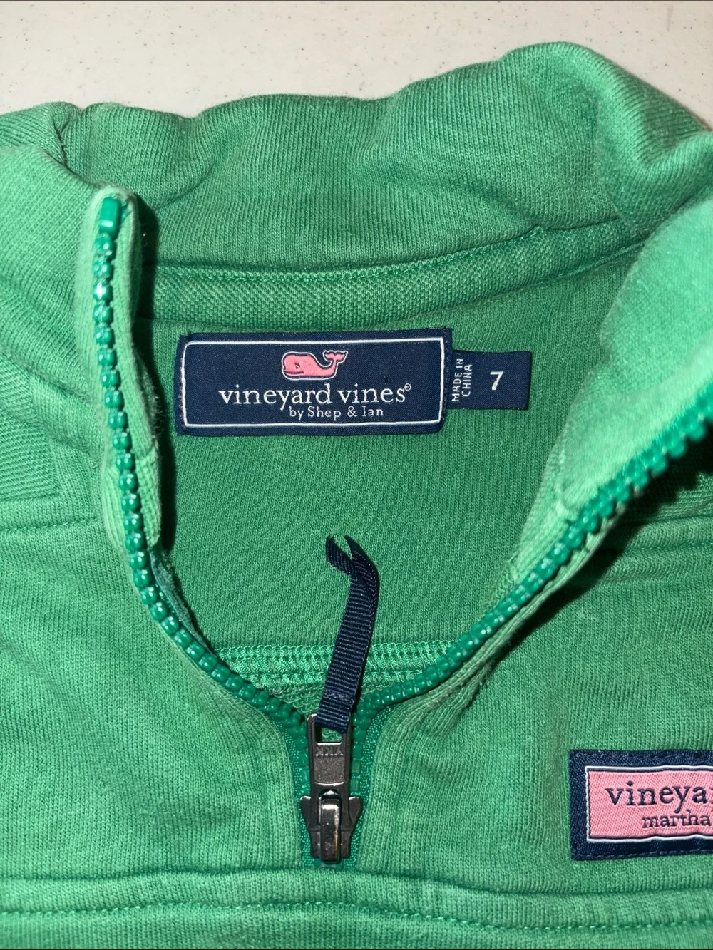 Vineyard Vines Kids 7  Green 1/4 Zip Sweatshirt